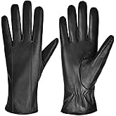 MGGMOKAY Womens Leather Gloves Winter Warm Touchscreen Gloves with Cashmere Lined