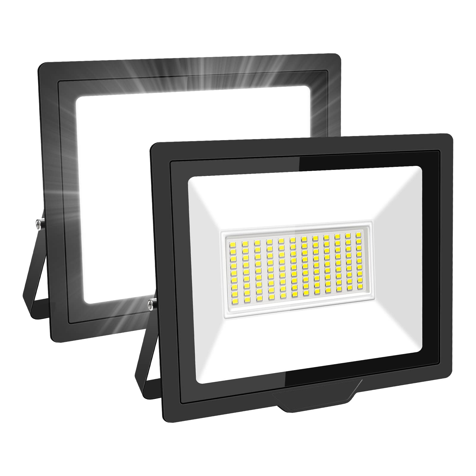 SKYWORLD 75W LED Flood Light Outdoor, 7500LM Work Light Daylight Cool White Security Lights 5000K Floodlights IP66 Waterproof for Garden Yard Lawn Playground Stadium 2 Pack