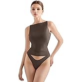 SUUKSESS Women Double Lined Boat Neck Tank Tops 2025 Y2K Going Out Basic Cami Shirts