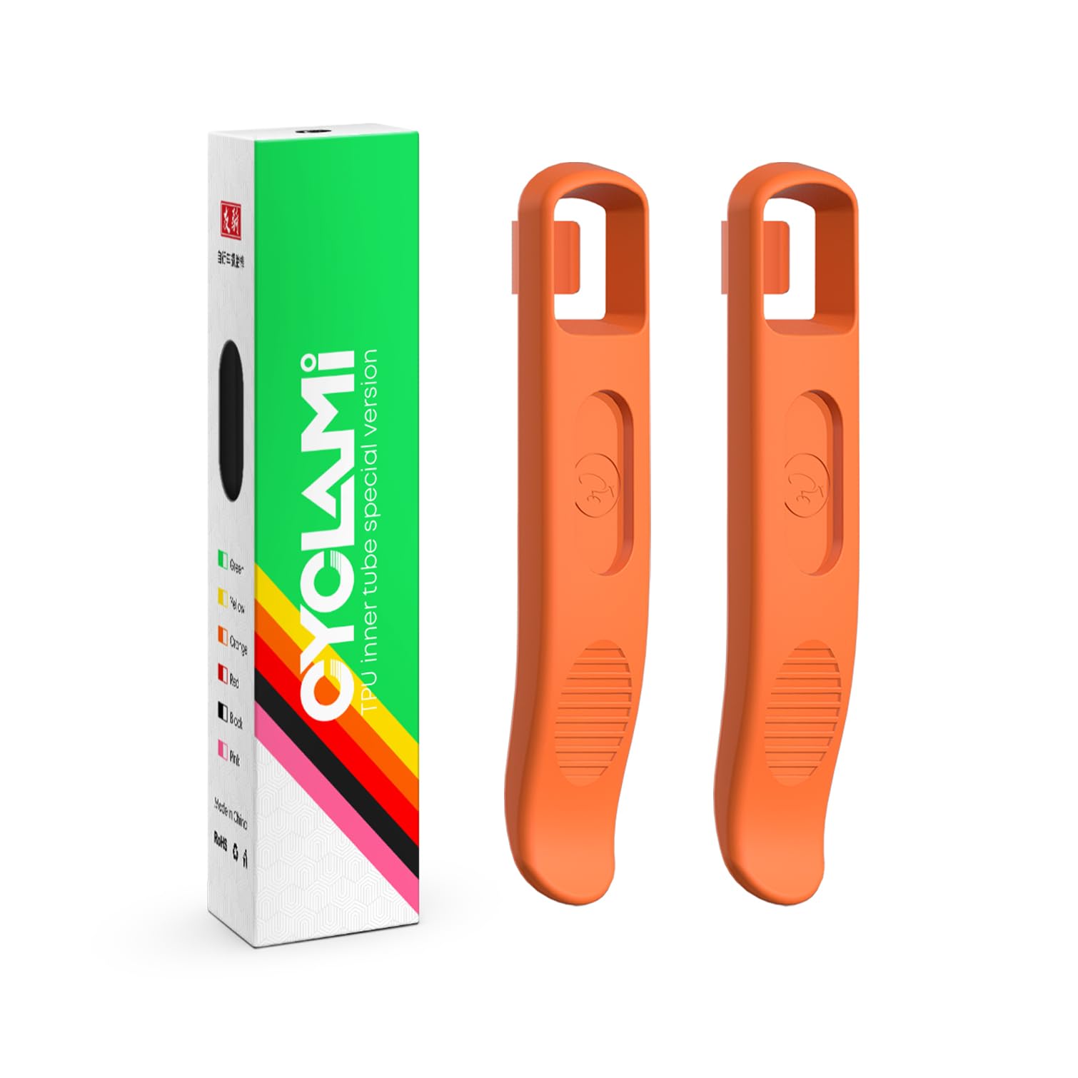 CYCLAMI Set of 2 Bicycle Tyre Levers, Ultra Strong Bicycle Tire Levers, Cycling Accessories Suitable for MTB and Road Bike Tire Levers Tools (ORANGE)