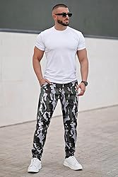 GINGTTO Mens Camo Pants Slim Fit Stretch, Pu Faux