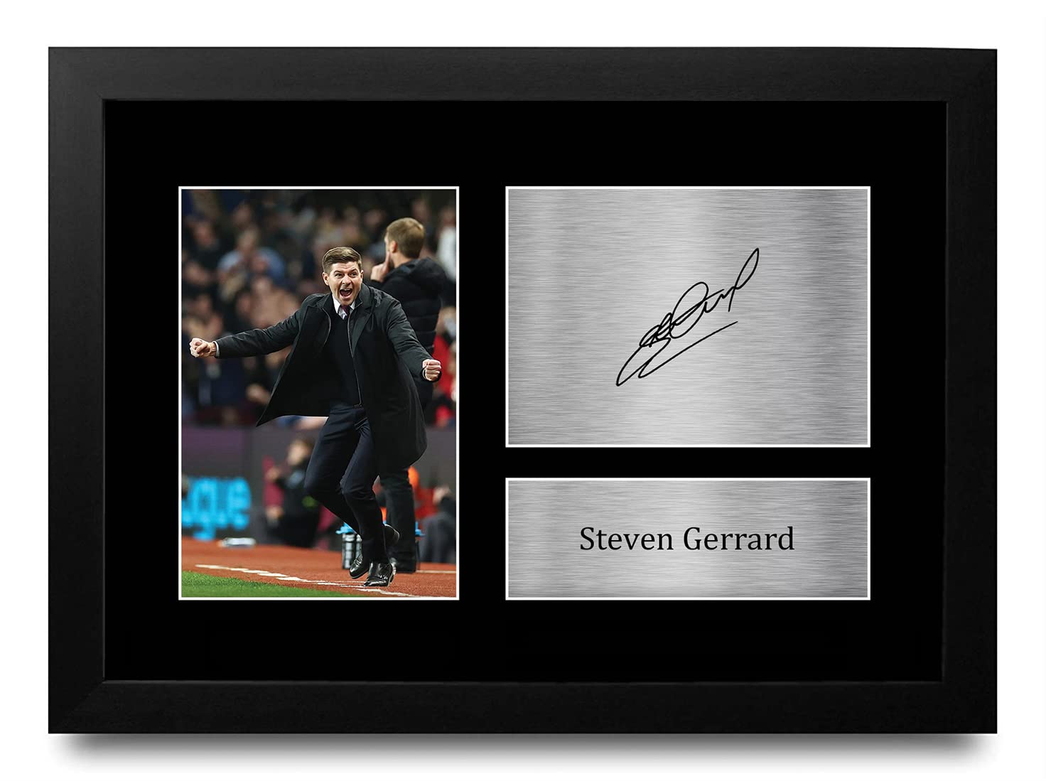 HWC Trading FR A4 Steven Gerrard Manager Aston Villa Gifts Printed Signed Autograph Picture for Football Fans and Supporters - A4 Framed — image 1