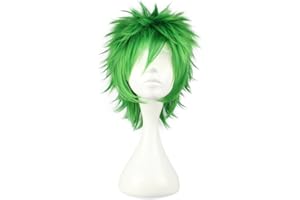 COSPLAZA Cosplay Wig Short Green Spiked Punk St Patricks Day Anime Hair