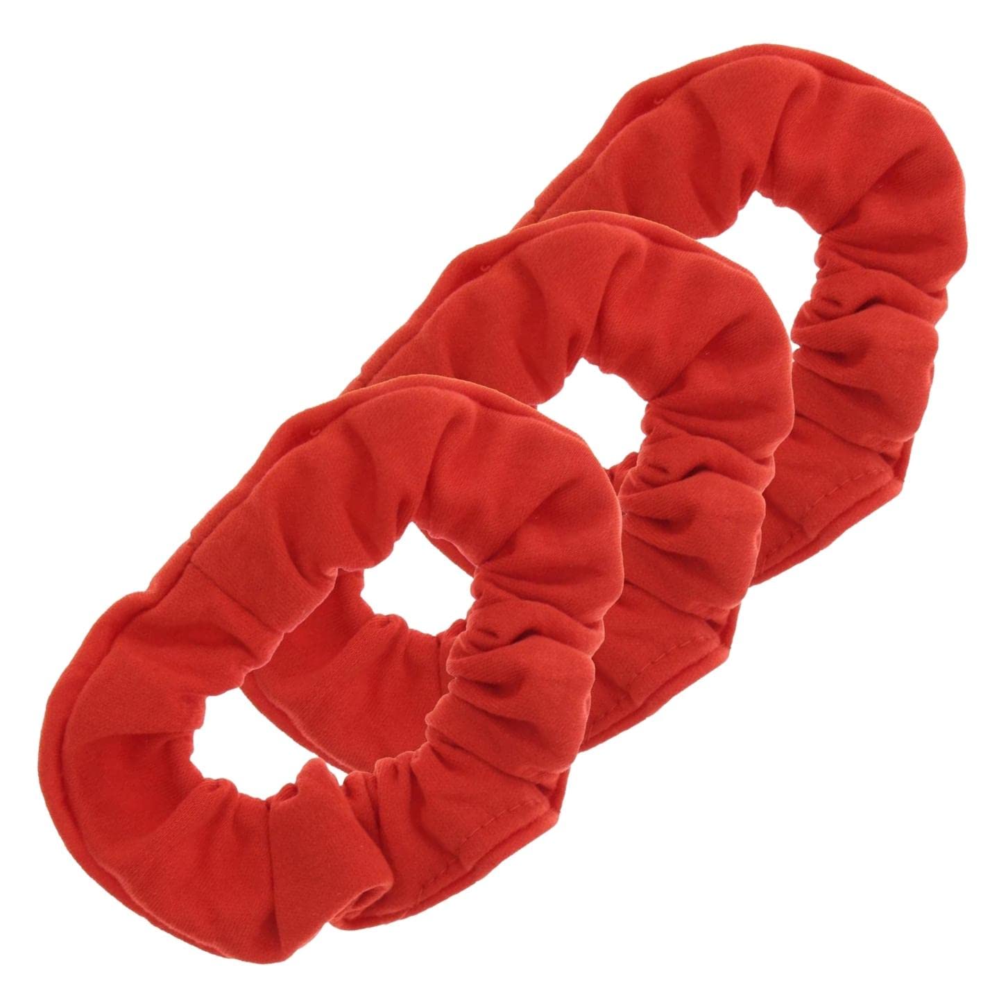 Topkids Accessories Soft Jersey Fabric Hair Scrunchies - Soft Elastic Bobble Hair Bands for Women, Ladies, Girls & Children - Pack of 3 (Red)