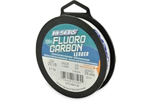 HI-SEAS 100% FLUOROCARBON Fishing LINE Leader - Clear Invisible Leader UNDETECTABLE to Fish, Fast Sinking 6LB-400LB