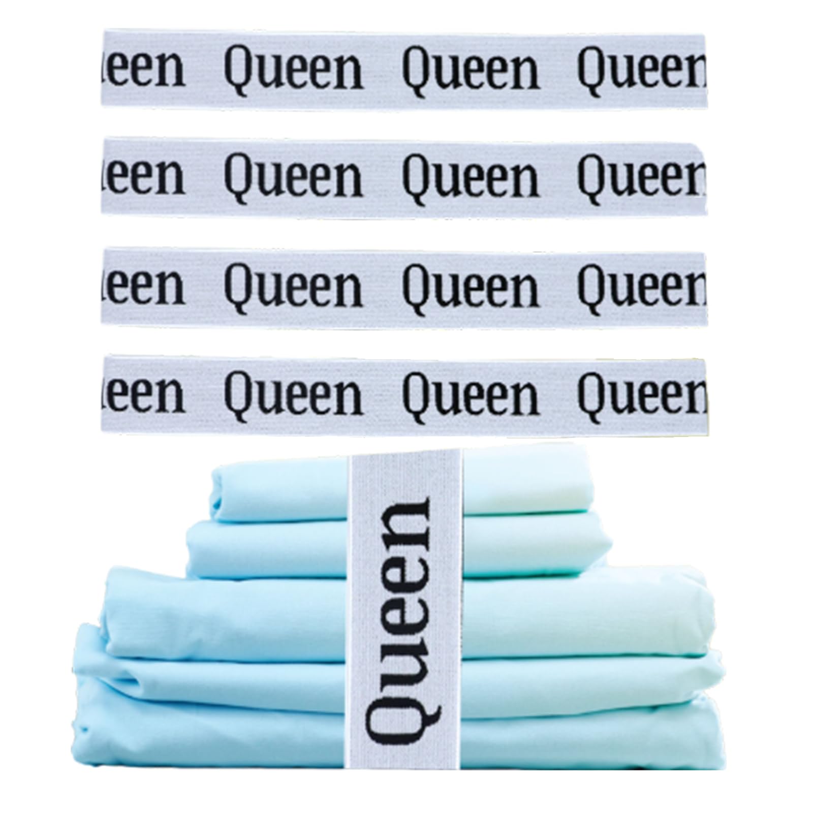keepsweat 4 Pcs Bed Sheet Organizer Bands Linen Closet Organizer and Storage Label Bands Elastic Bedding Sheet Keeper Closet Organization for Foldable Bed Sheet(Queen)