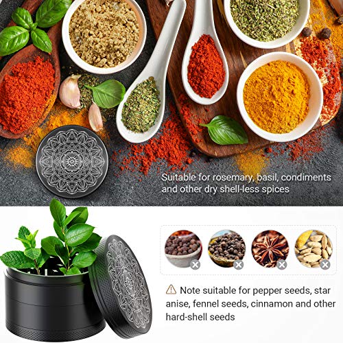 iRainy Herb Grinder 4 Piece Aluminum Large 2.5" Spice Grinders with