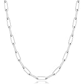 GLIVEOR 925 Sterling Silver Clasp 3mm Paperclip Chain Necklace for Women Diamond Cut Silver Chain 16, 18, 20, 22, 24, 26, 30 Inches