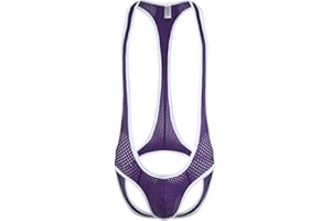 QiaTi Men's Leotard Bodysuit Stretch Wrestling Singlet Jumpsuit Thong One-Piece G-String Underwear