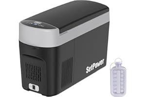 Setpower AB16 12v Refrigerator, 16 Quart (15L) Electric Cooler for Vehicles AC/DC, Car Fridge Portable 12v, Portable Freezer Plug in Cooler for Camping, Travel, Road Trip