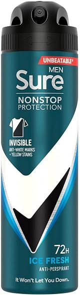 Sure Men 72H Antiperspirant 150ml Ice Fresh Deodorant Spray Pack of 6 - 72hr view 2