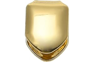 THE BLING FACTORY 14k Gold Plated Plain Single Tooth Cap Grillz – Custom Fit for Upper or Lower Teeth, Hip Hop Dental Cap