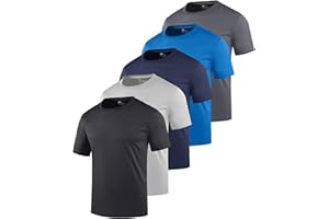 ZITY 5 Pack Classic Tshirt for Men- Men's Rash Guard Short Sleeve UPF 50+ Sun Protection Moisture Wicking Athletic Shirts