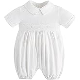 Booulfi Baptism Christening Outfits for Boys Easter White Romper Baby Romper Church Newborn Clothes