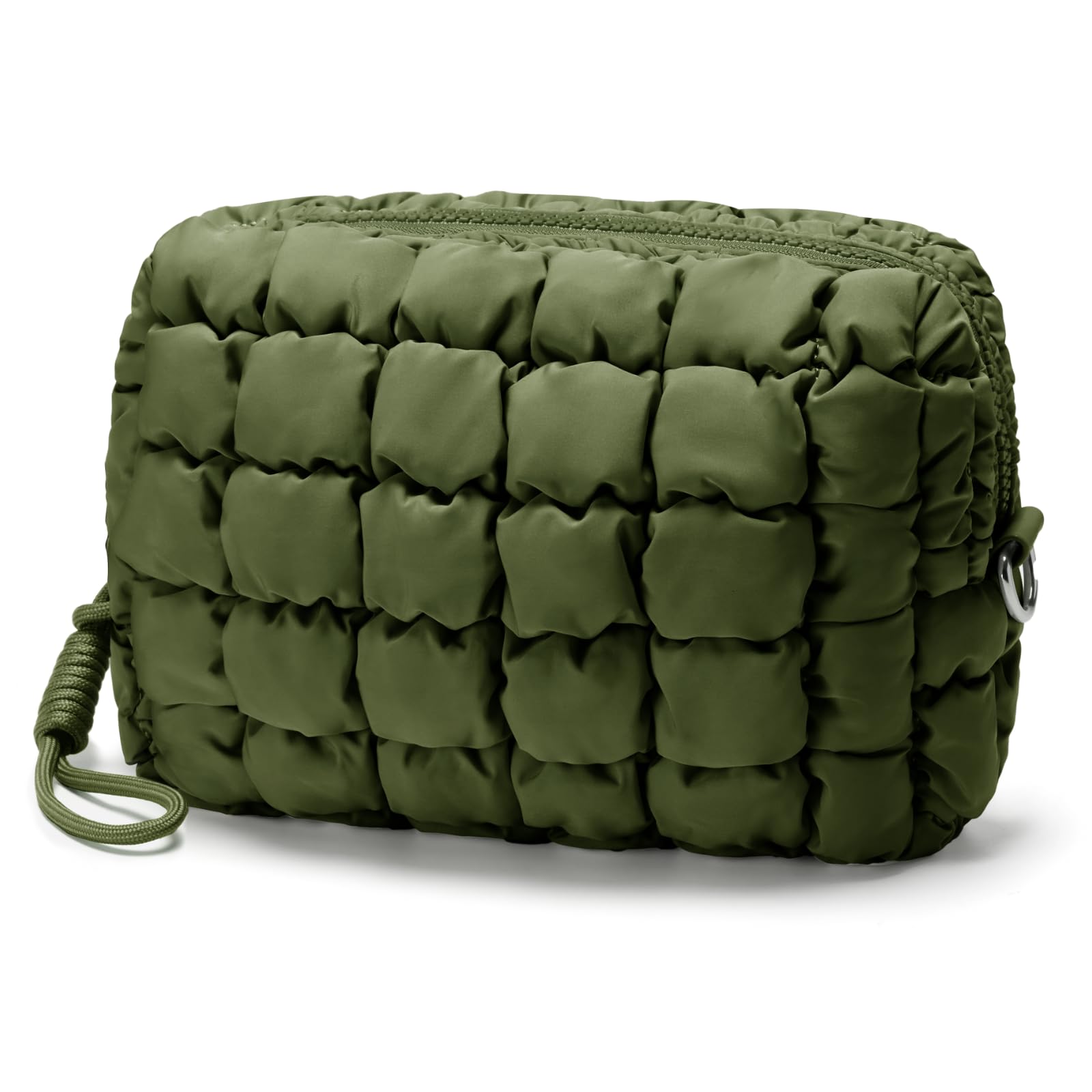 Photo 1 of Unilily Quilted Makeup Bag Puffy Cosmetic Bag Cute Puffer Travel Toiletry Bag for Women, Large Makeup Pouch for Purse Quilted Cosmetic Pouch for Essentials Toiletries, Christmas for Women, Girls