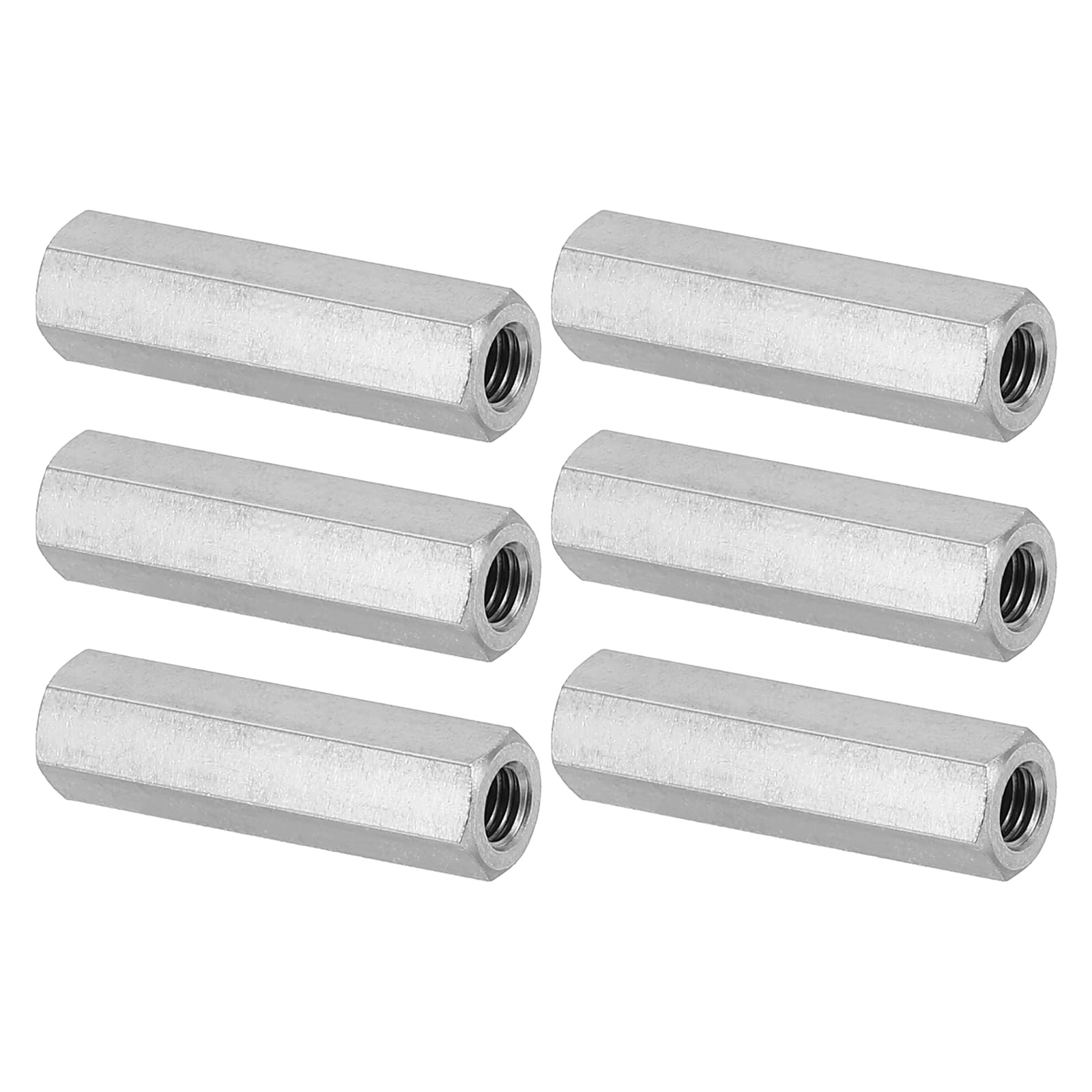 PATIKIL M5 x 0.8-Pitch 304 Stainless Steel Hex Coupling Nuts, 6Pcs 30mm/ 1.2" Length Coarse Fully Threaded Rod Coupling Nut Studding Connector Fasteners, Silver Tone — image 1