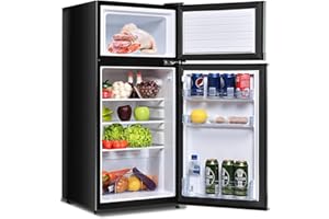 Safeplus 3.4 cu ft. Compact Refrigerator, Mini Fridge with Freezer and Shelves for Dorm Bedroom