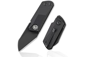 CIVIVI Ki-V Front Flipper Pocket Knife, Double Detent Slip Joint Small Folding Knife with Deep Carry Pocket Clip For Easy EDC C2108B (Black)