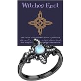MQCEHTI Witches Protection Knot Ring for Women, Handmade Celtic Knot Triquetra Trinity Copper Rings Rose-Gold Detail Jewelry Card