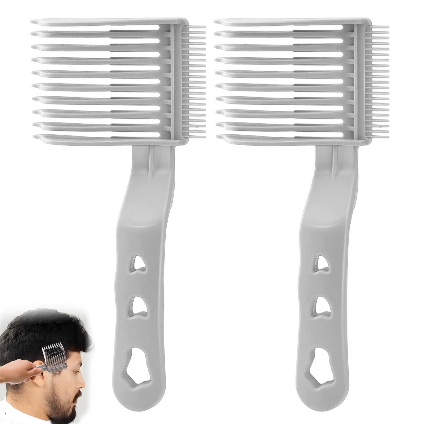 Photo 1 of 2 Pack Fade Comb Set for Men, Professional Barber Comb Haircut Hair Tools Perfect Blending Comb for Home, Salon or Professional Use