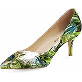 Reindee Lusion Womens Low Kitten Comfortable High Heels Music Note Printed Closed Toe Sexy Pumps Shoes