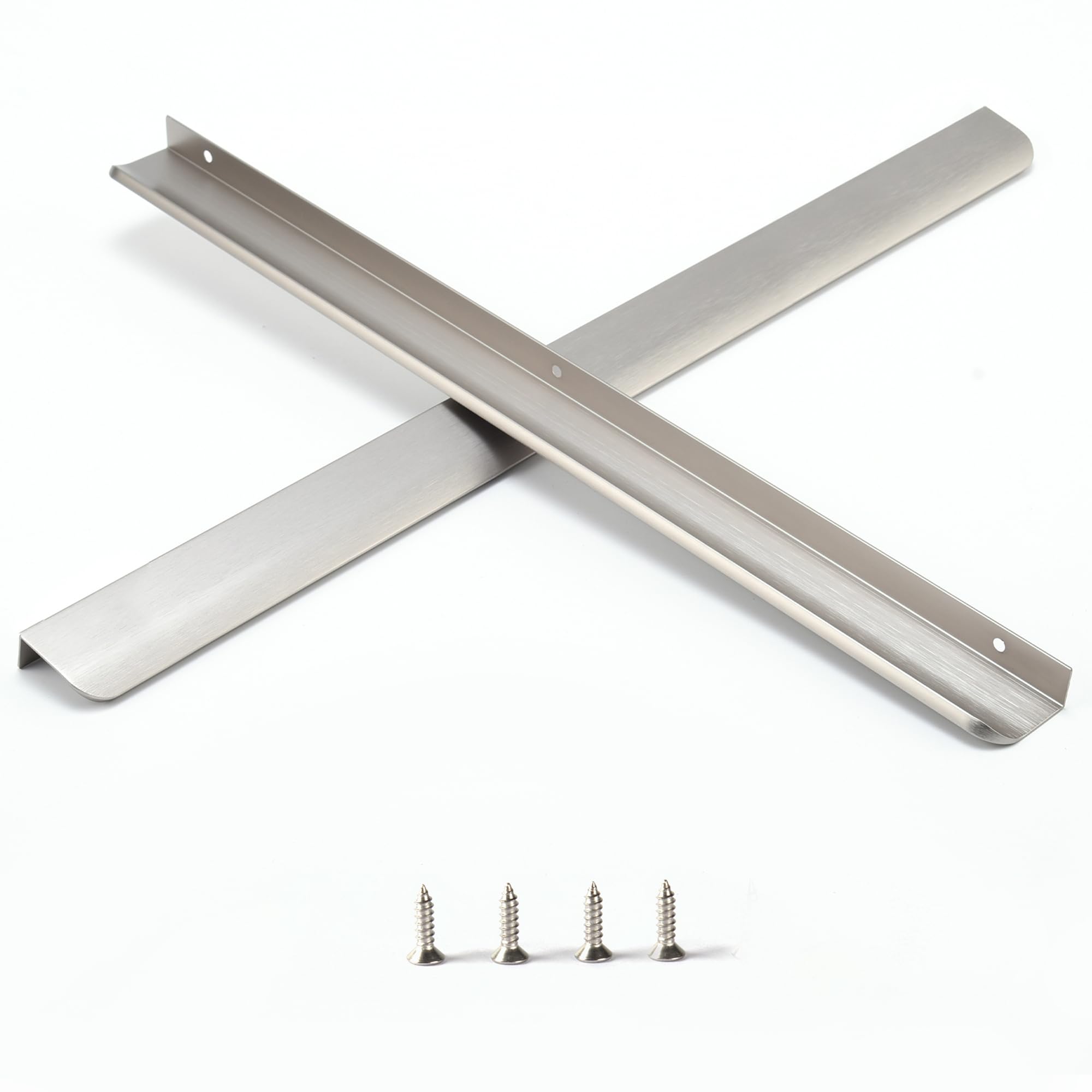 Photo 1 of Satanga Edge Finger Pulls for Cabinet Kitchen Drawer knobs Low Profile Door Dresser Bathroom Long Cupboard Furniture Handles Aluminum 5 Pack Brushed Nickel 19.69" Easy Installation