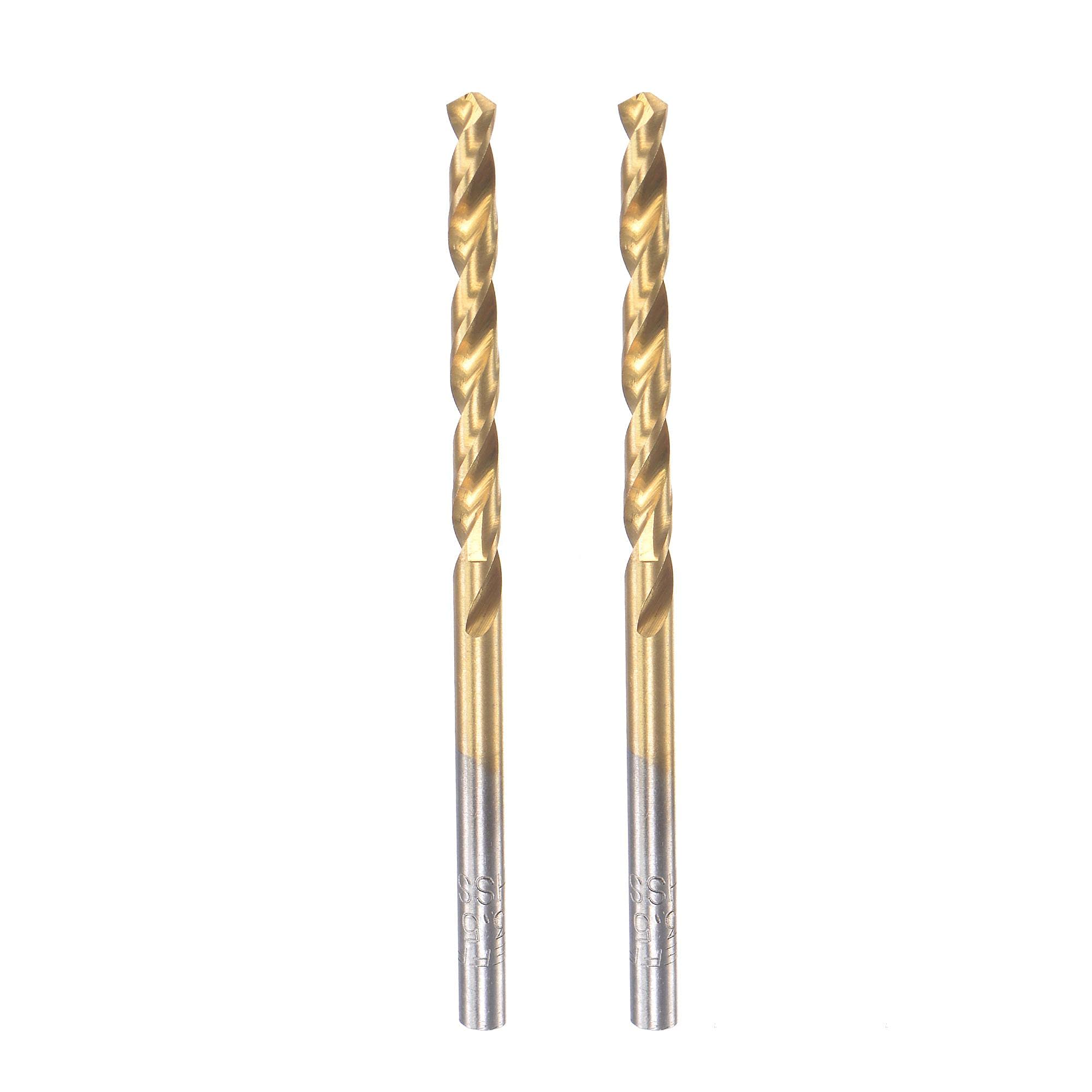 sourcing map High Speed Steel Straight Shank Twist Drill Bit Fully Ground Titanium Coated 3.5mm Drill Diameter 70mm Total Length 33mm Drill Bit Length 2 Pcs