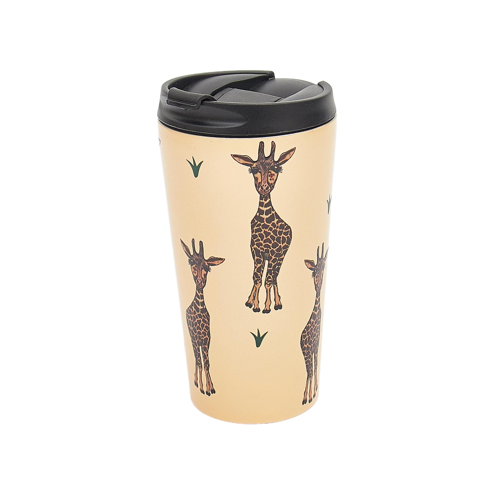 ECO CHIC Reusable Thermal Coffee Cup Stainless Steel Leakproof Insulated 330ml Travel Mug (Giraffes Beige)