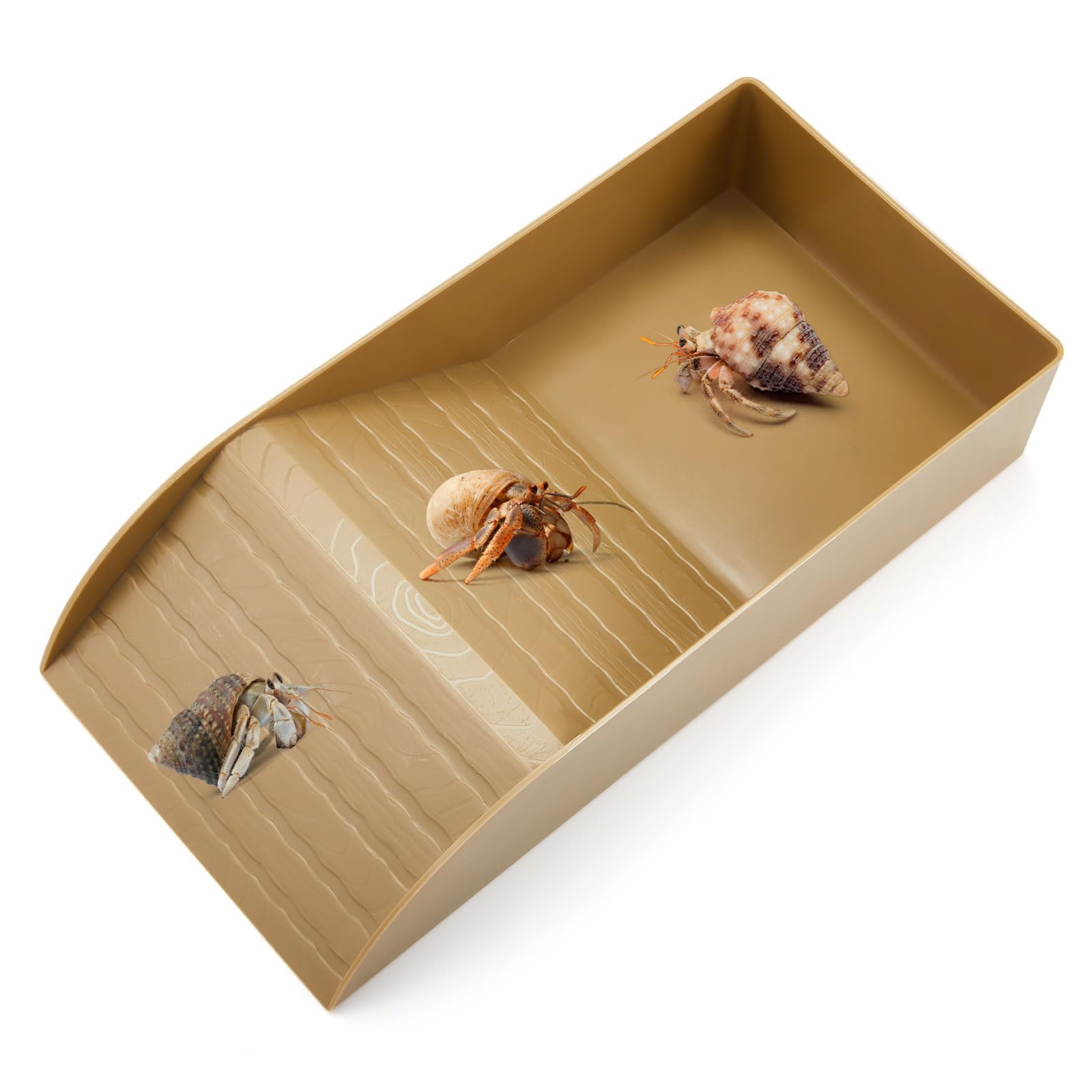 Photo 1 of Ziliny Hermit Crab Water Tank with Climbing Ramp Large Reptile Climbing Toy Tortoise Habitat Accessories Turtle Basking Platform Aquarium Pool Supplies for Small and Medium Amphibians (Wood Color)
