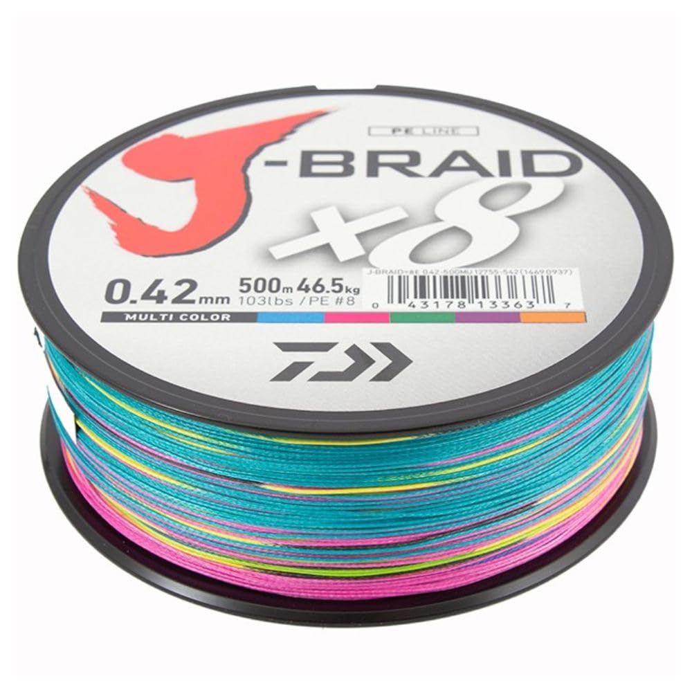 Daiwa jbraid 8 Braid 500, Color Multicolor, Size 0.350 mm