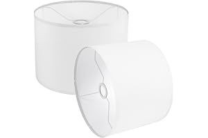 LEYINPEI Lamp Shades Set of 2, Small Lamp Cover, White Drum Lampshades 8.7" Top x 8.7" Bottom x 7.9" High, Replacement Lamp Shades Natural Linen for Floor Lamps Table Lamps Chandelier Lamp, Assembly Required