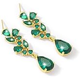 Teardrop Wedding Bridal Dangle Earrings for Brides Birdesmaid,Crystal Cubic Zirconia Chandelier Dangling Earring Gold/Silver Plated Diamond Drop Earrings for Prom Pageant