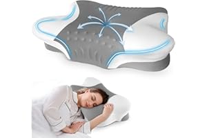 PUZZLANDIA Cervical Neck Pillow for Side Sleepers – Cooling Contour Memory Foam Pillows Ergonomic Neck Support Adjustable Bed Pillows for Neck Comfort - Ideal Christmas Birthday Gift for Women Men