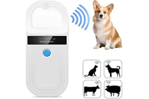JZLHGOFYTD Pet Microchip Scanner ISO11784/85/FDX-B/EMID Animal Handheld Reader,134.2kHz Pet ID Scanner Rechargeable Animal Chip Registration, for Dog/Cat/Pig/Animal (White)