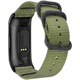 YOOSIDE Nylon Band for Fitbit Charge 4/Charge 3, NOTA Woven Strap with Stainless Steel Ring (Green)