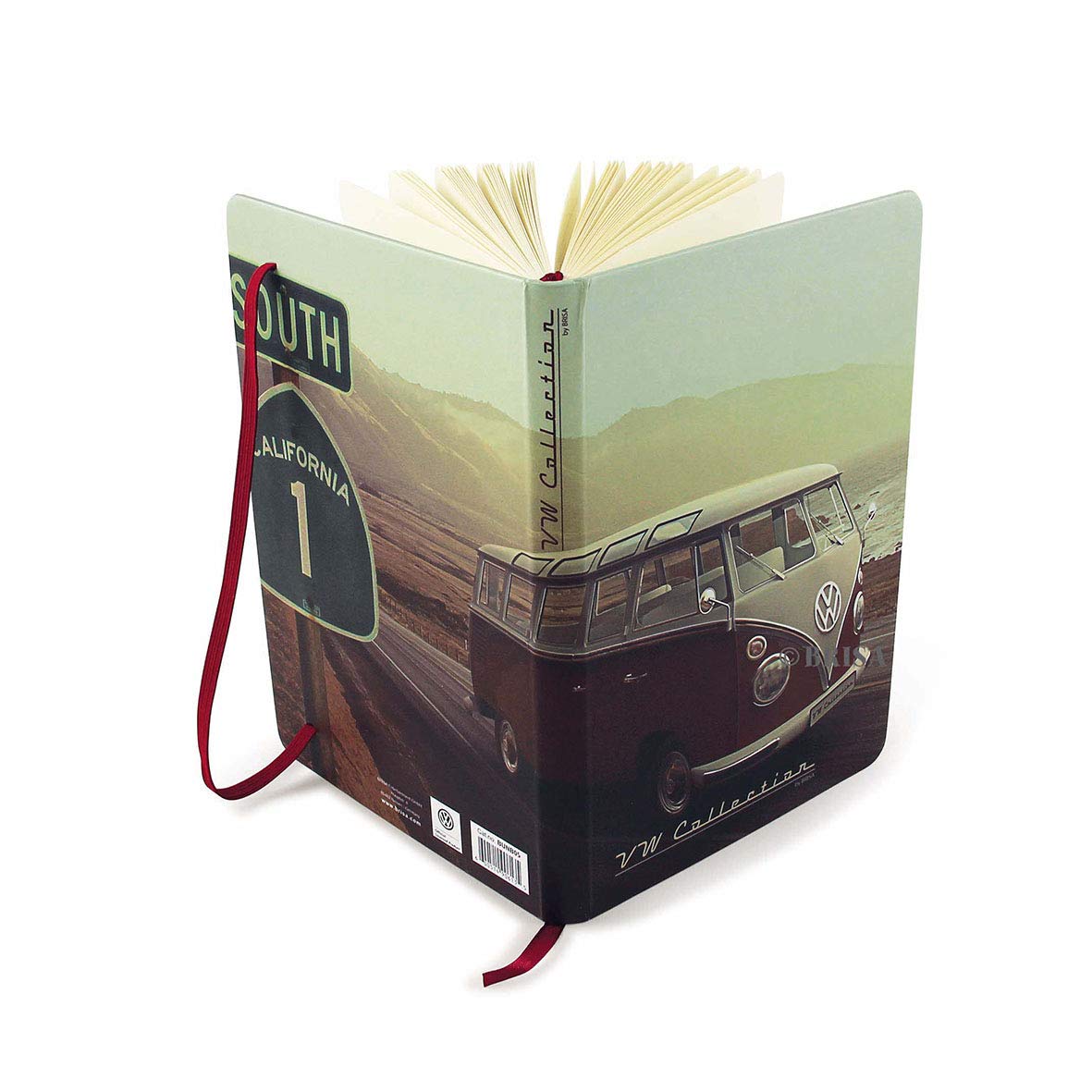BRISA VW Collection Volkswagen NotebookDiaryWriting Book, Lined with Hardcover Binding in T1 Bus, Beetle, GTI Design DIN A5 (T1 Bus/Highway 1)