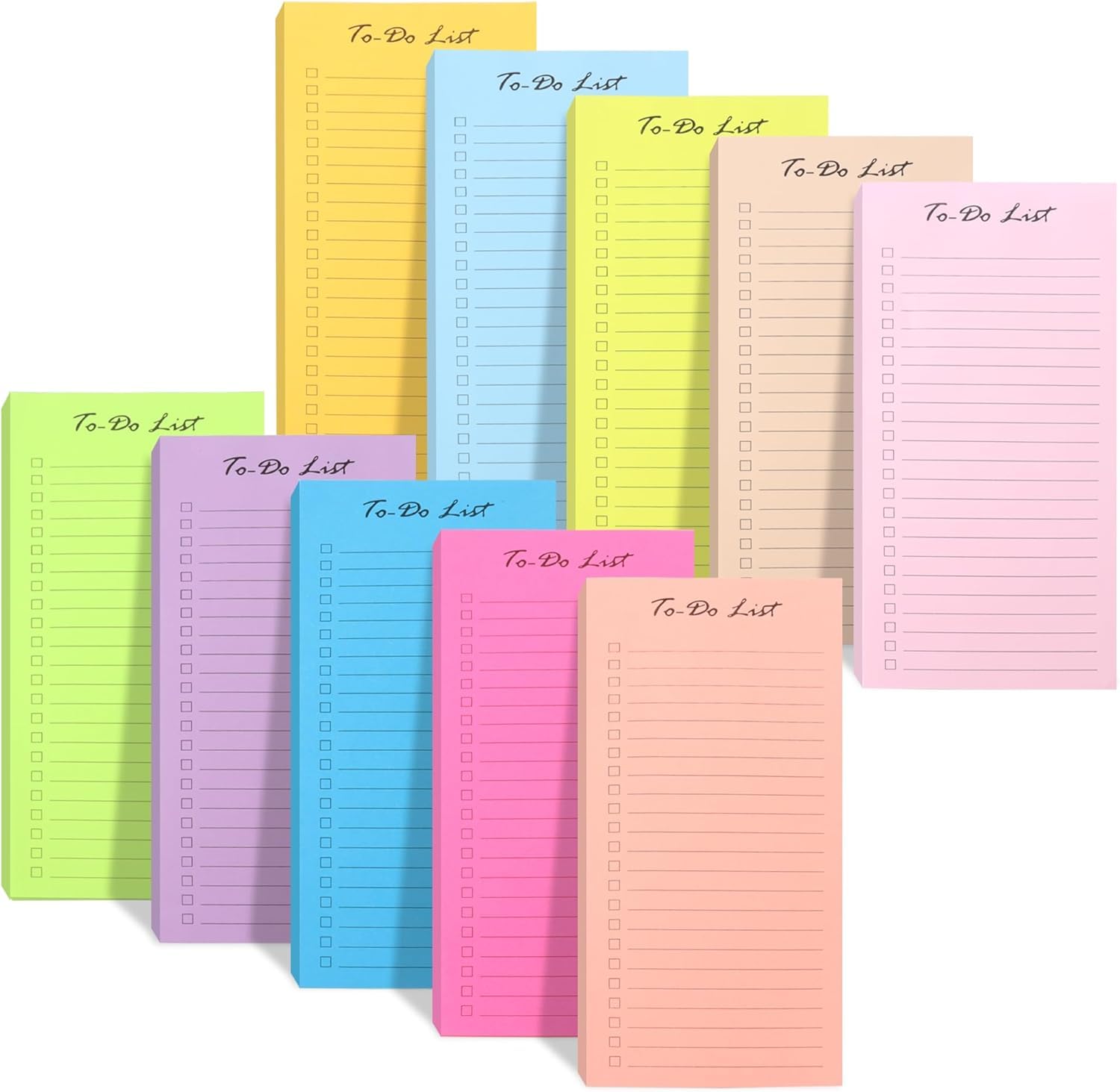 ABCDPP 10 Pack 500 Sheets To Do List Notes, Simple Daily Checklist Notepads, Memo Pad, Grocery List, Reminders, Weekly Plan Notepad Organizer Planners Macaron,Academic Planner Bright (Bright)