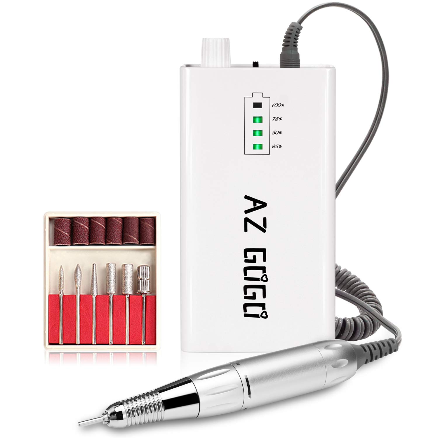 Photo 1 of Nail Drill Machine, AZ GOGO 30000RPM Professional Rechargeable Portable Electric Efile Nail Drill for Acrylic Gel Nails, Manicure/Pedicure, Polishing, Cuticle - Salon or Home Use(White)