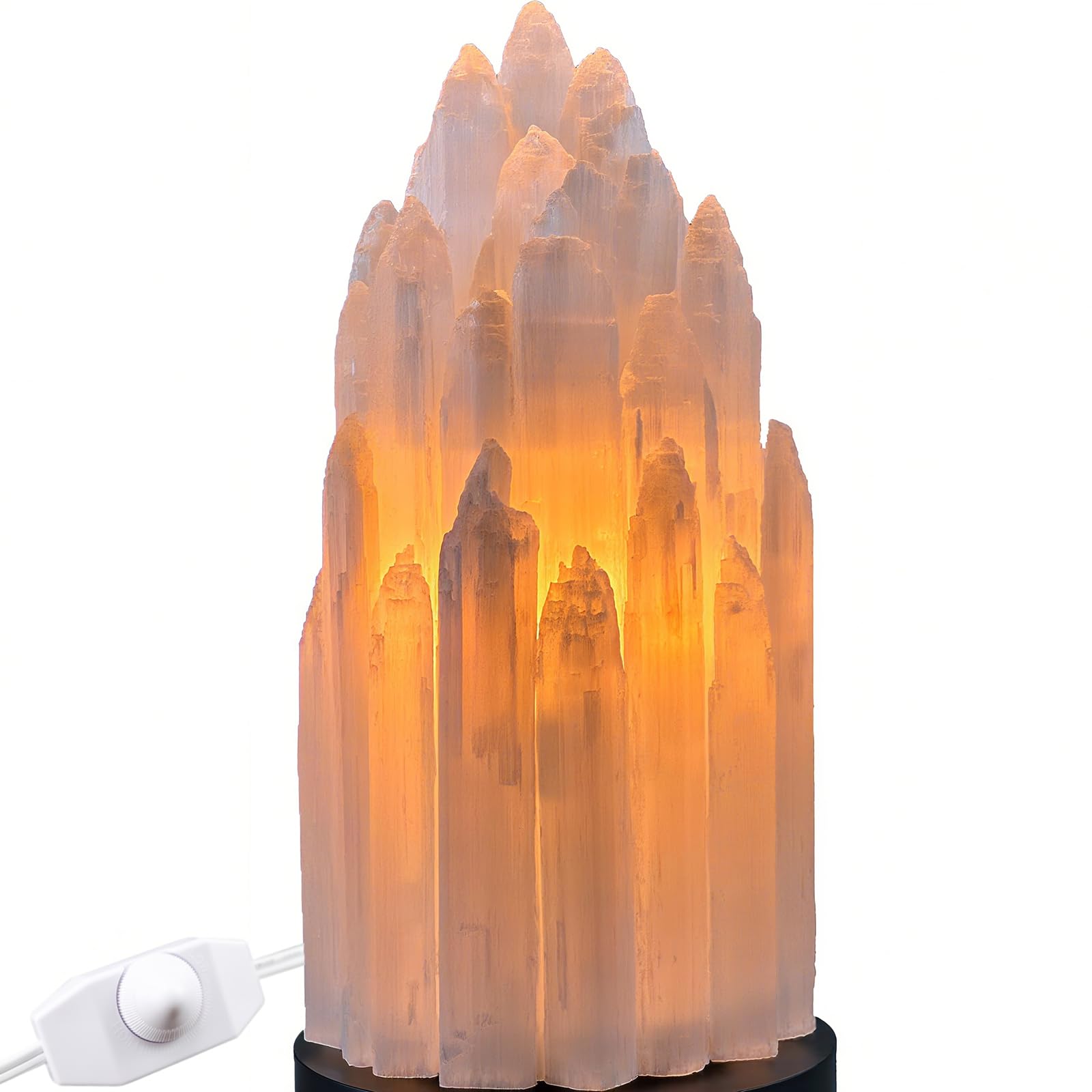 Photo 1 of *******SIMILAR**** FINAL SALE***** NO RETURNS****   YeasHome Handcrafted Selenite Lamp Salt Lamp Natural Crystal Light for Relaxation Table Lamp Salt Rock Night Light with Dimmer Switch for Bedroom, Yoga Room, Healing Meditation Decor White