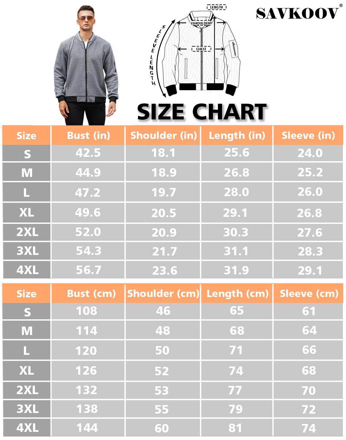 SAVKOOV Mens Loose Fit Lightweight Jacket Casual
