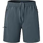 BGOWATU Men's Athletic Hiking Shorts Stretch Quick Dry Sports Gym Shorts with Zipper Pockets for Fishing Travel