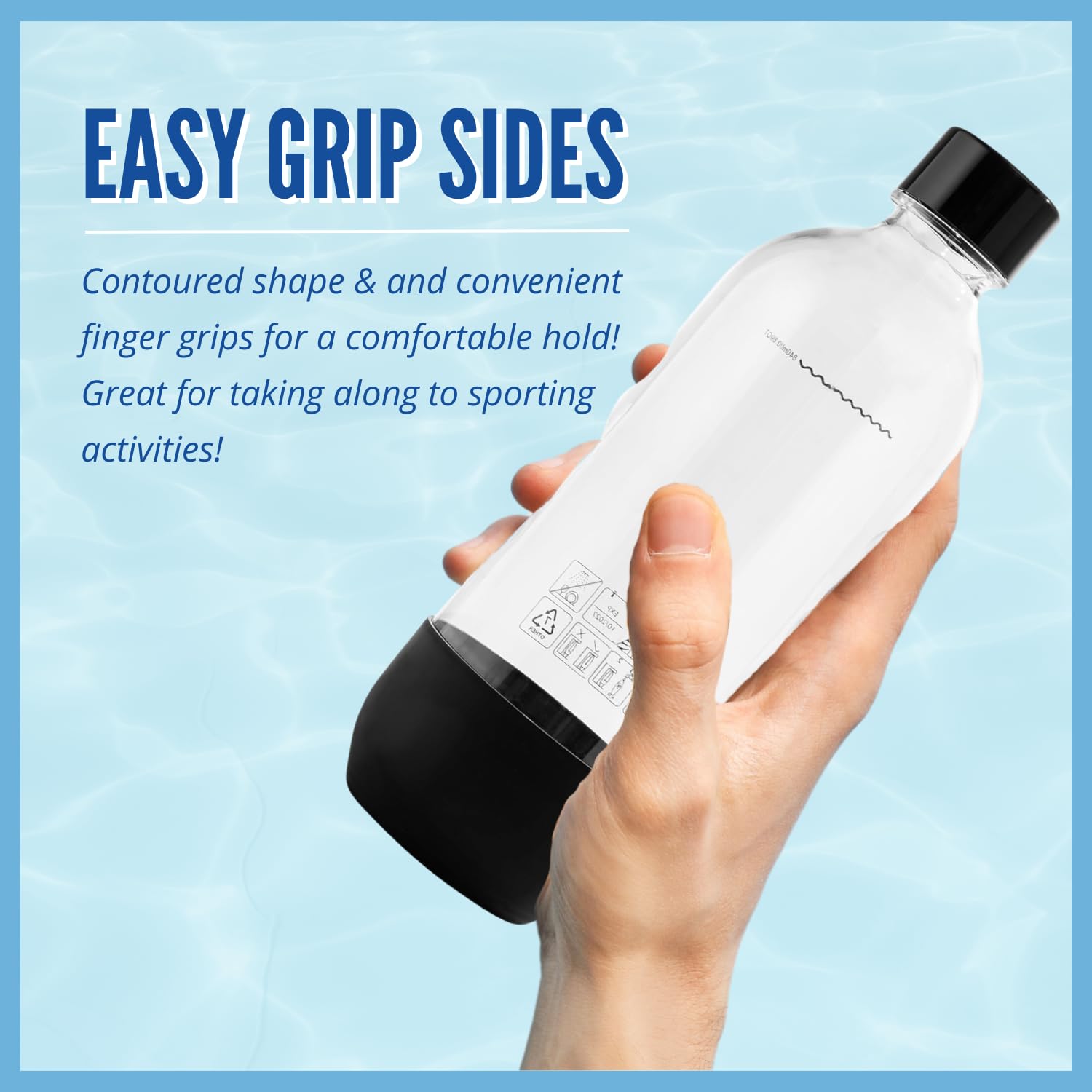 Replacement for SodaStream Bottles Carbonating Sparkling Water Machine 1 Liter (2-Pack, Black)