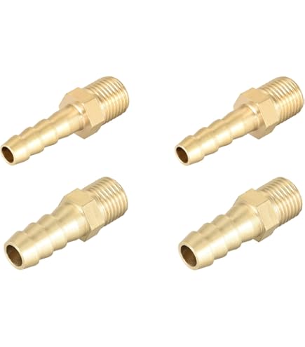 Messing fitting connector metrisch M10-1,25 mannelijk naar weerhaak fit slang ID 10 mm 2 stuks (kleur: messing, maat: M10-1 mm x 10 mm