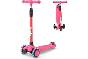 EVLIQUIL Kids Scooter,3 Adjustable Height Handlebars Scotters for Kids 3-12,3 LED Lighted Wheels Toddler Kick Scotter for Boys & Girls up to 132 Lbs.