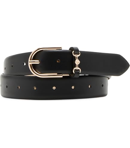 Anne Klein Horsebit Buckle Pant Belt, Black, S at Amazon 