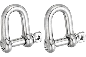 PATIKIL Screw Pin Shackle M4 5/32" 176lbs, 2 Pack 304 Stainless Steel D Ring Shackle for Chains Wire Rope Outdoor, Silver