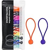 SMART&COOL Reusable Silicone Magnetic Cable Ties for Bundling and Organizing, Holding Stuff, Book Markers, Fridge Magnets, Assorted Color, 7.16'' (30-Pack, Multi)