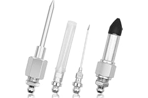 4pcs Grease Gun Needle Nozzle Accessory Set, 2 Grease Needle Nozzles + 1 Grease Needle Dispenser + 1 Rubber Nipple Adapter Gr