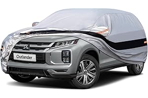 Holthly 10 Layers SUV Car Cover Custom Fit for Mitsubishi Outlander (2005-2024) Waterproof All Weather for Automobiles, Outdoor Full Cover Rain Sun UV Protection.Silver