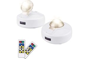 LUXSWAY Wireless Led Spotlight,Battery Operated Accent Lighting with 2 Remote Control,Wireless Art Light for Paintings,Rotatable Light Head,Stick on Lights for Picture Painting Closet,Timer Auto Off